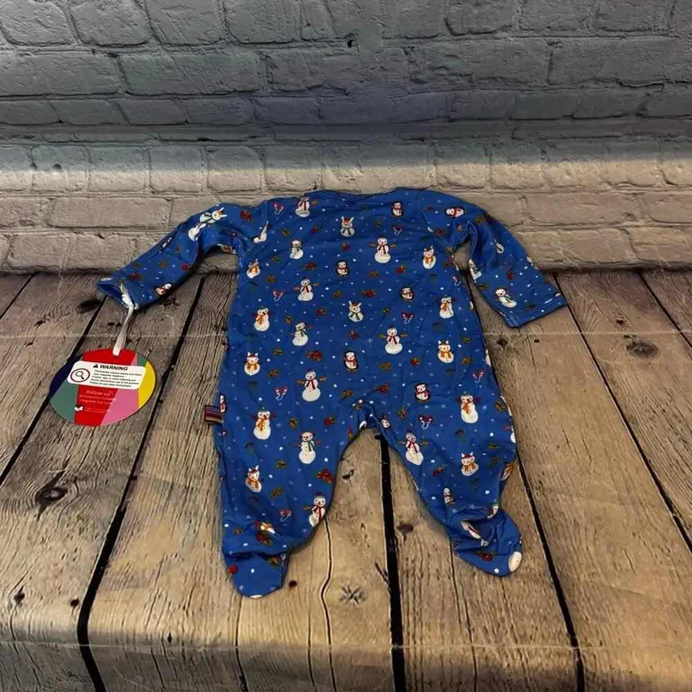 Magnetic Me Snowman Pattern Bamboo Baby Romper